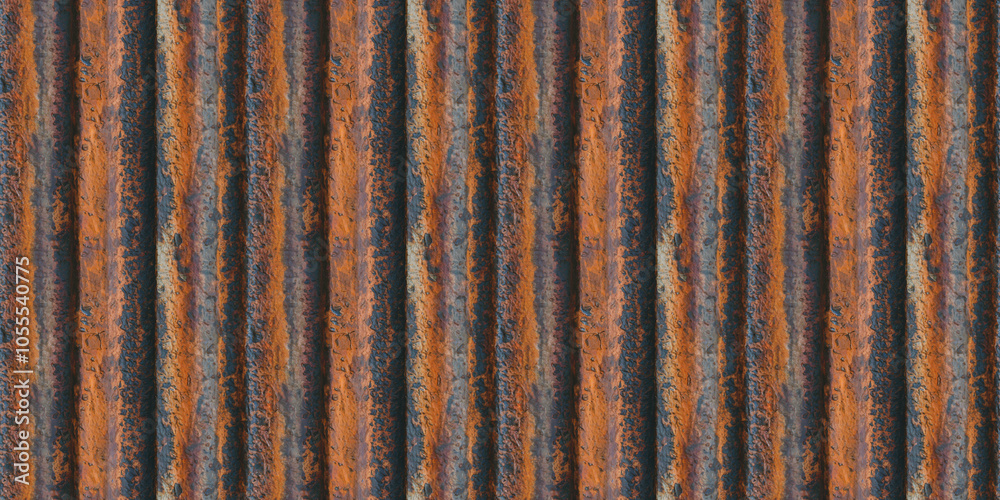 Fototapeta premium A close-up of rusted metal with a rich patina of orange, brown, and gray