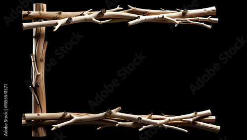 rustic wooden frames made twigs branches carefully cut desired shapes decoration purposes photo