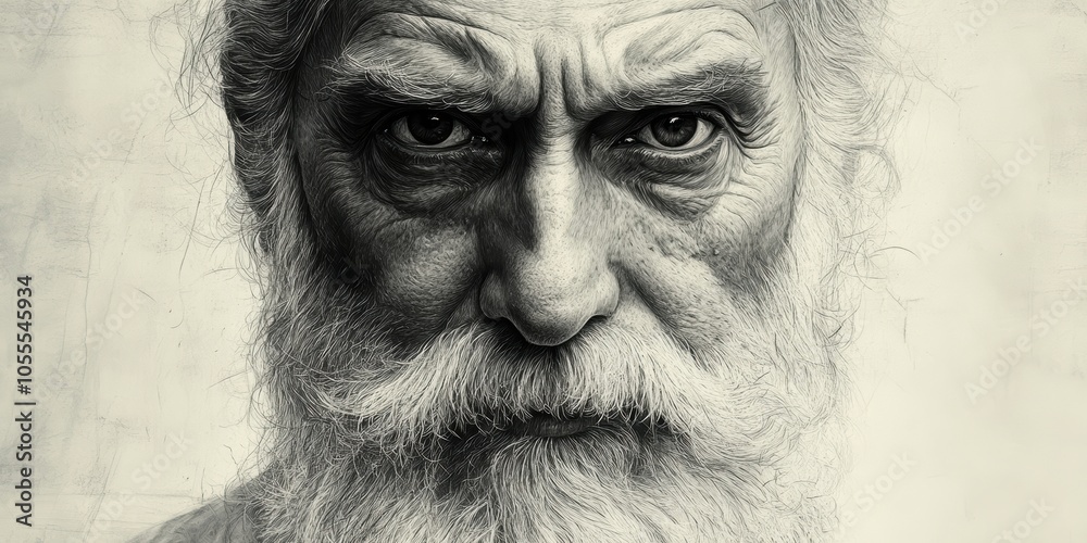 Close-up portrait of a man with a long beard. Close-up portrait of a man with a long beard.