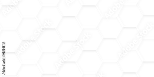 Abstract background with hexagonal geometric hexagon polygonal pattern background. 3d seamless bright white web cell and triangle abstract honeycomb background. white and gray backdrop wallpaper.