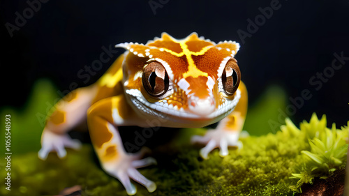 Crested gecko axanthic morph in forest photo