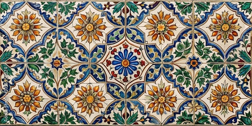 Elegant tile pattern with floral and geometric elements