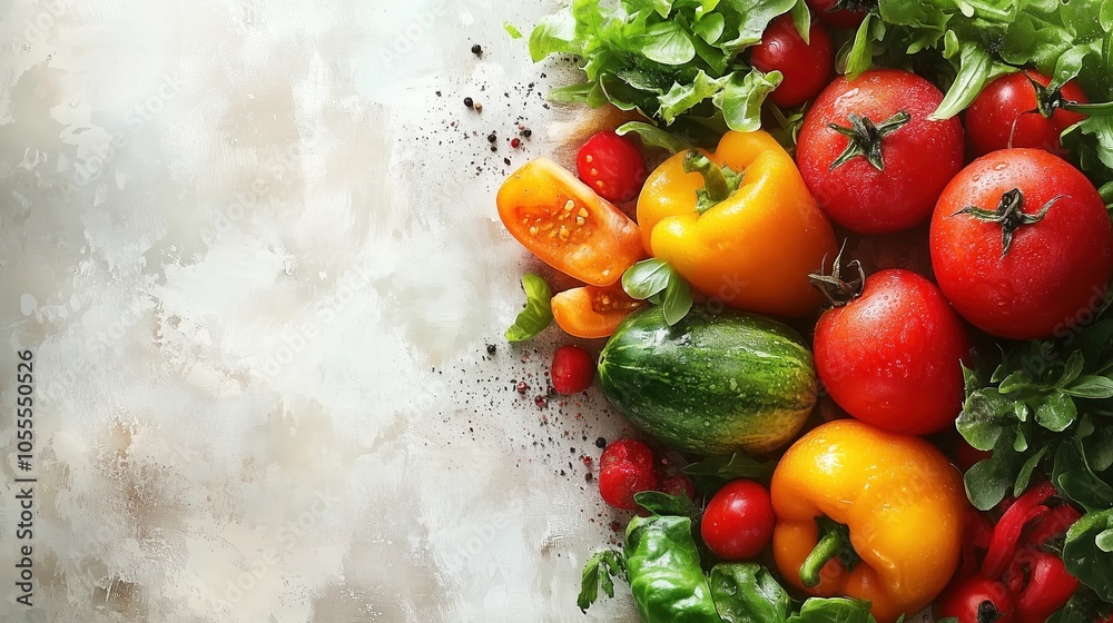 Fresh Vegetables Arrangement on Textured Background Fresh Vegetables Arrangement on Textured Background