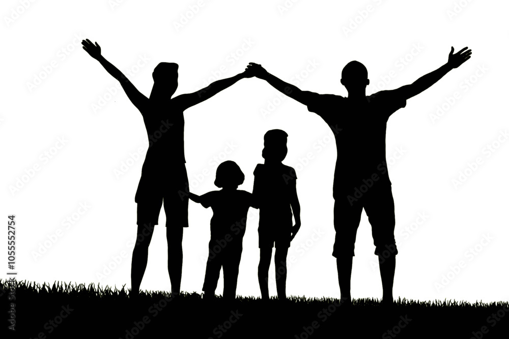 silhouette of a family on vacation. Can be used for designs with family holidays or happy families silhouette of a family on vacation. Can be used for designs with family holidays or happy families