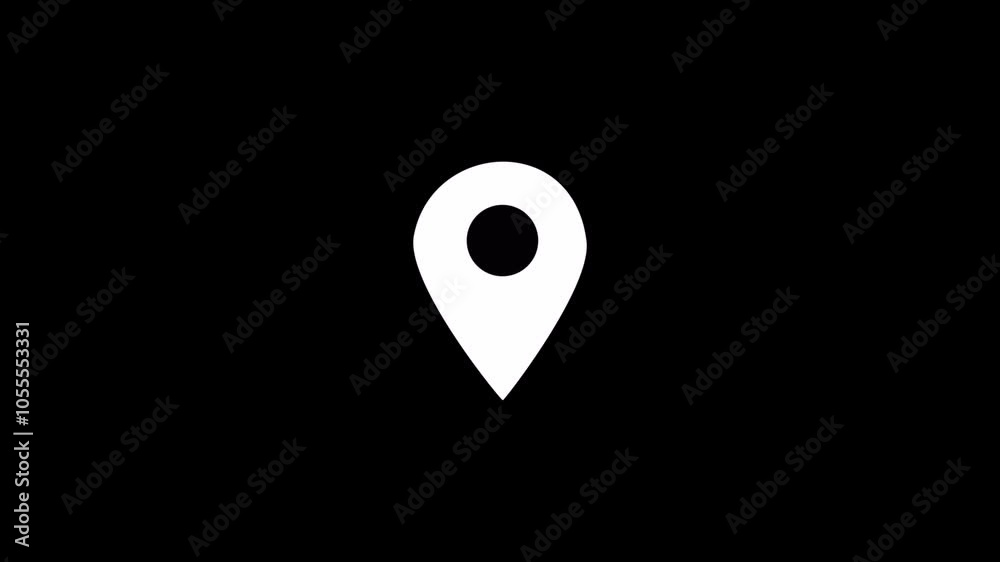 GPS location tracking animated on black background.4k 3d Location Pin moves up and down to pinpoint a location on the map. GPS location tracking animated on black background.4k 3d Location Pin moves up and down to pinpoint a location on the map.
