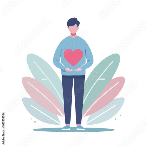 illustration of a person holding a heart symbolizing emotional support and love