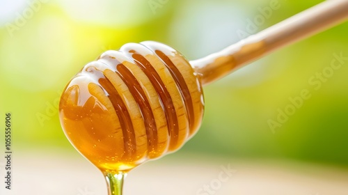 Golden Honey Dripping in Sunlight - Close-Up of Thick Sticky Sweetness Capturing Natural Warmth and Rich Flavor for Culinary Use