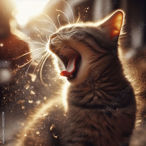 5 Motion Photography A cat captured mid yawn with the background photo