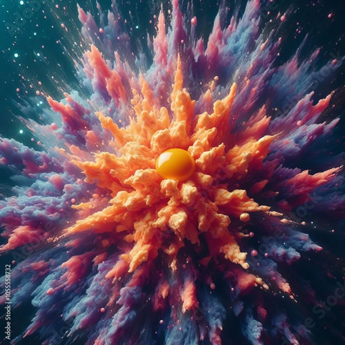 88 Stellar Explosion A close up of scrambled eggs resembling a s photo