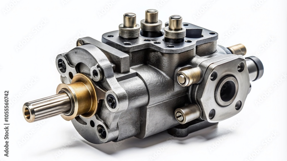 Two Section Hydraulic Distributor for Tractors on Isolated White Background with Long Exposure Shadow Effect Two Section Hydraulic Distributor for Tractors on Isolated White Background with Long Exposure Shadow Effect