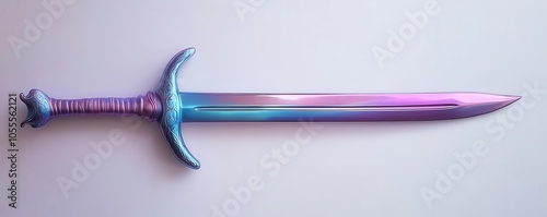 A vibrant and polished sword with a unique gradient of blue and purple hues, perfect for fantasy art and design themes.