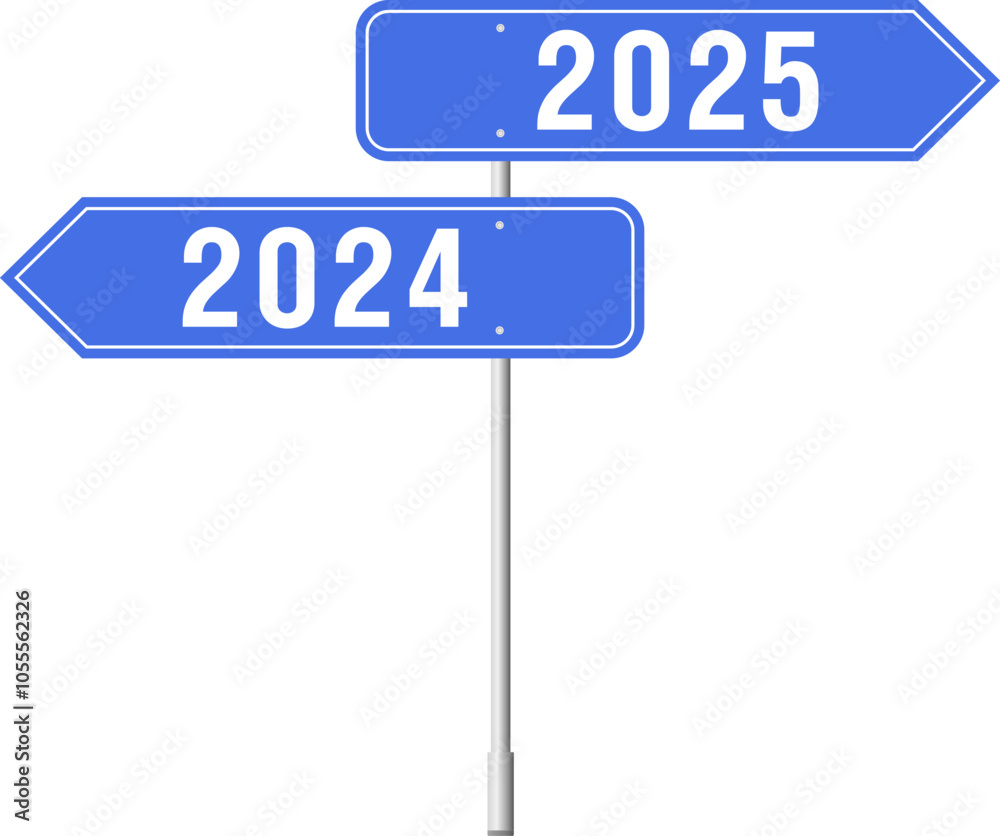 2025 New Year concept road sign board with text - vector illustration 2025 New Year concept road sign board with text - vector illustration
