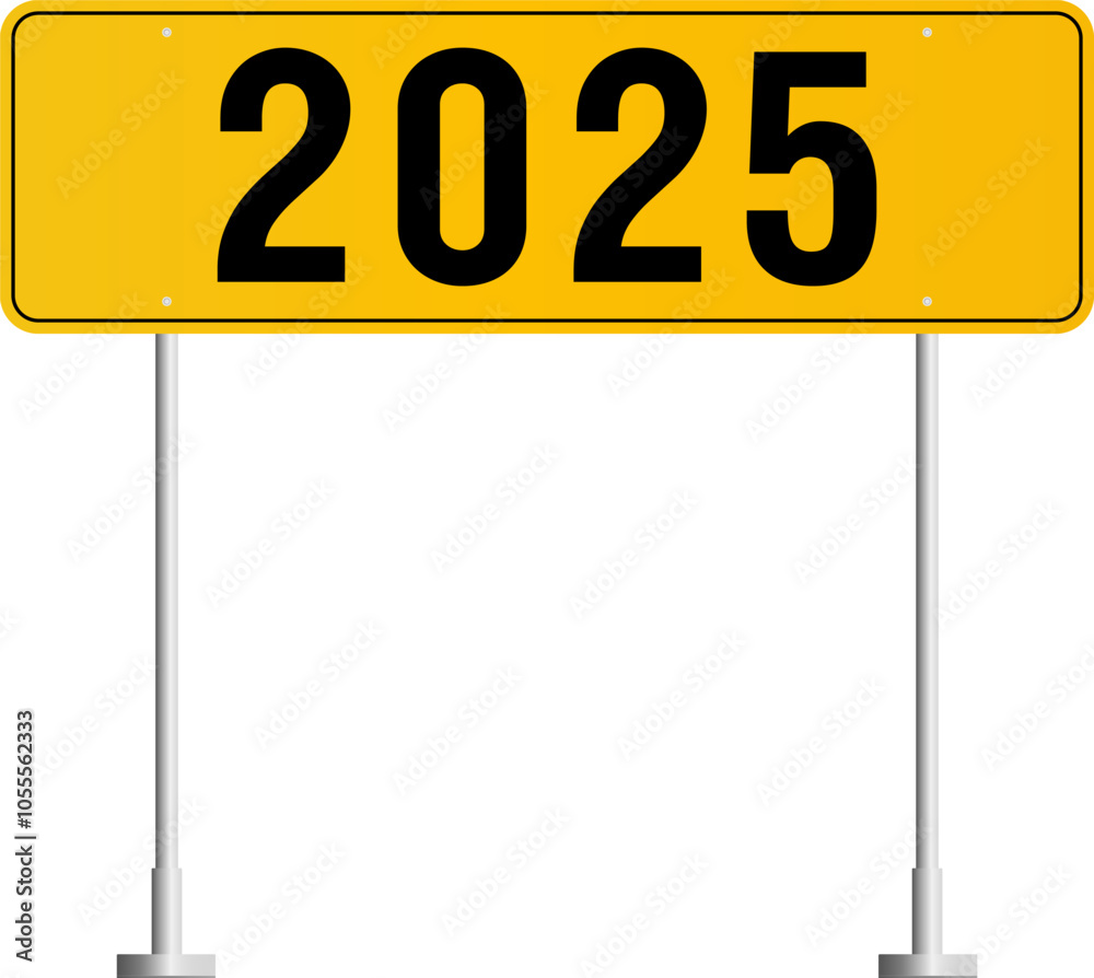 2025 New Year concept road sign board with text - vector illustration 2025 New Year concept road sign board with text - vector illustration