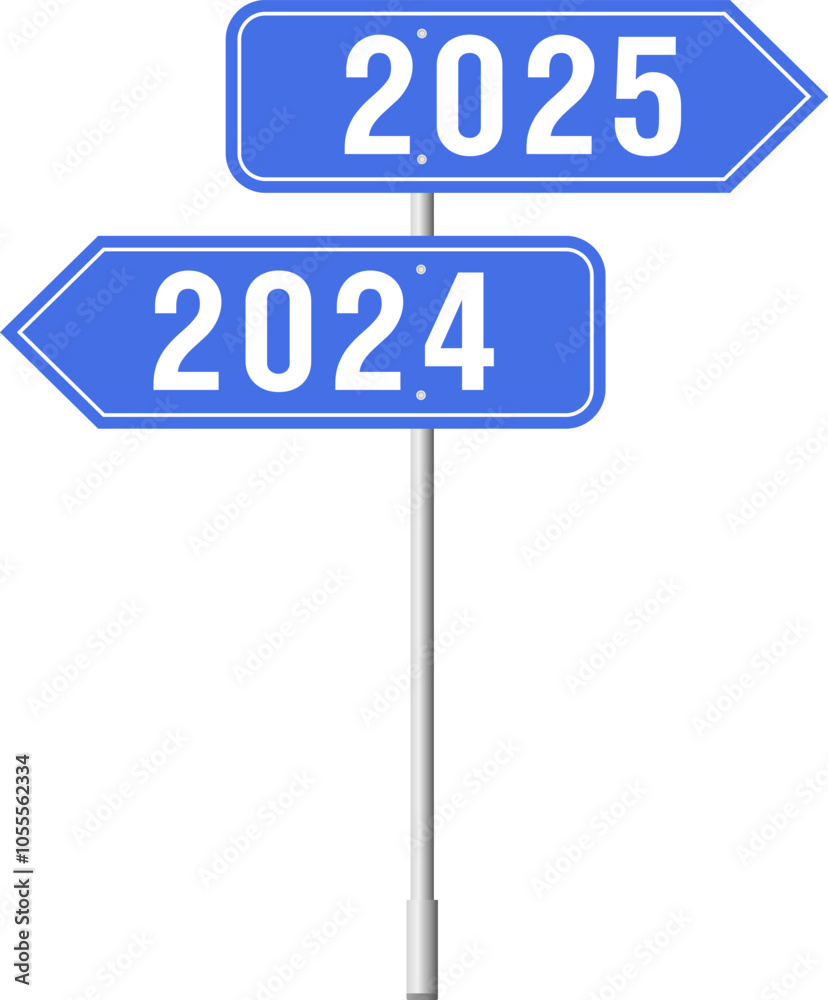2025 New Year concept road sign board with text - vector illustration 2025 New Year concept road sign board with text - vector illustration
