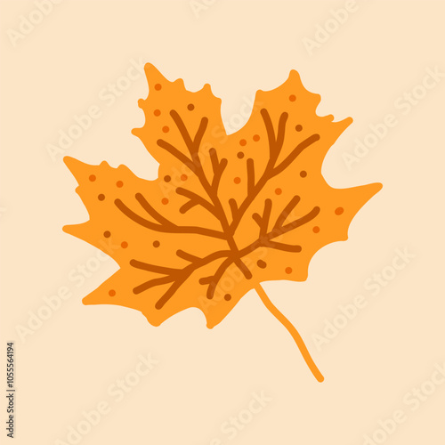 Vector autumn beautiful leaf on a beige background for design, decoration of books and articles, sale, banners