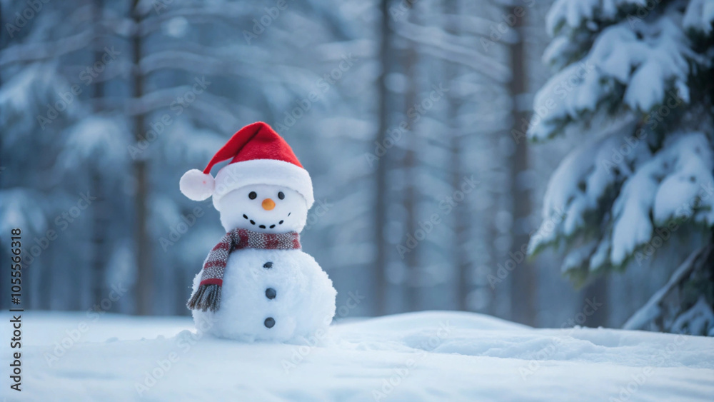 Fototapeta premium snowman on a snow