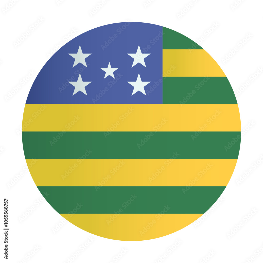 Goias Flag State of Brazil. Bandeira oficial de Goias. Circle badge. Vector Goias Flag State of Brazil. Bandeira oficial de Goias. Circle badge. Vector