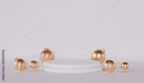 Golden pearl necklace and earrings, a festive Christmas decoration, isolated on a white background photo