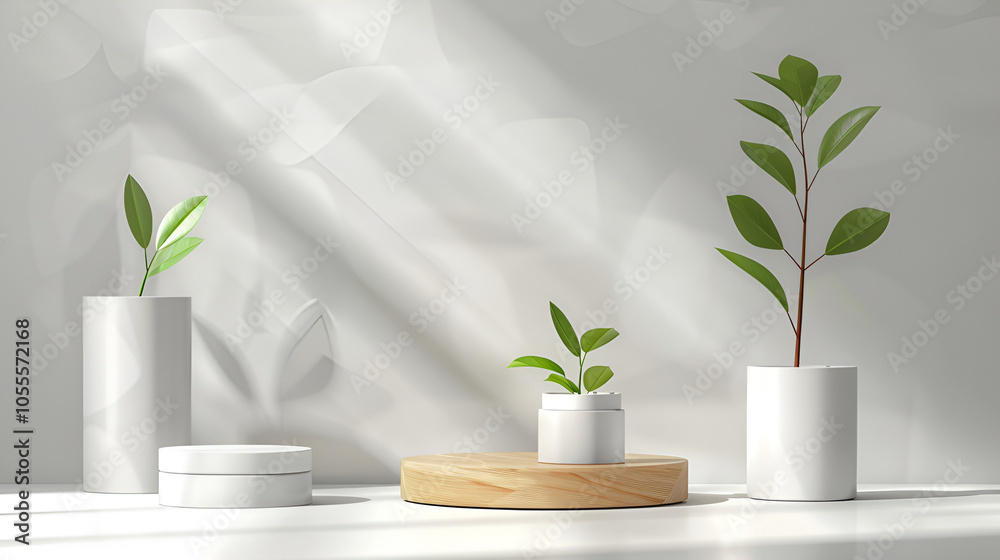 3D rendering of an empty modern minimalist counter table ,Modern geometric pedestal podium Platform in shadow 3D rendering of an empty modern minimalist counter table ,Modern geometric pedestal podium Platform in shadow