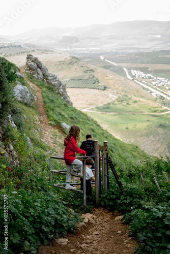 Family Hiking Adventure on Arbel Mountain, Israel photo