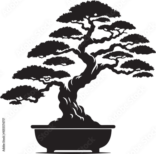 Bonsai Tree silhouette vector illustration