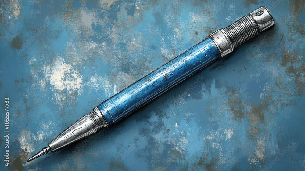 Naklejka premium Vintage hand ice drill sketch for winter fishing on textured background