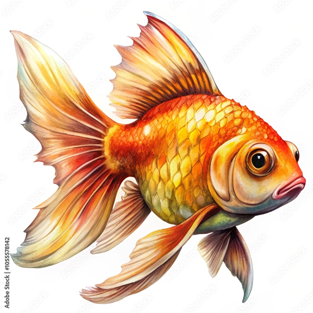 Fototapeta premium Goldfish isolated on a white background.