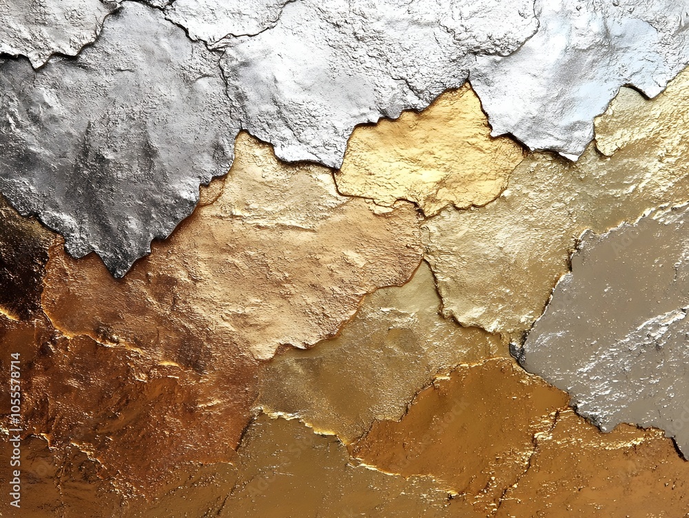 An abstract close-up of textured metallic surfaces featuring silver, gold, and bronze tones, creating a luxurious and visually striking composition. An abstract close-up of textured metallic surfaces featuring silver, gold, and bronze tones, creating a luxurious and visually striking composition.