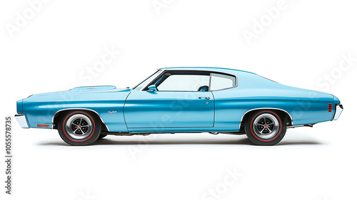 Vintage Muscle Car Isolated on White Background
