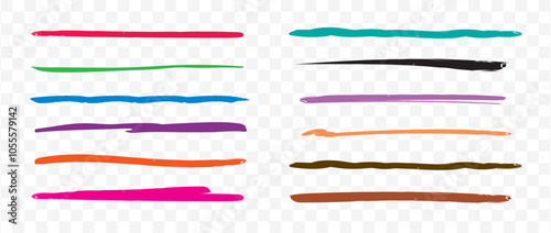 ペンで描いたカラフル色のアンダーラインブラシセット	