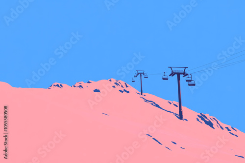 A ski lift with two poles and a bench on top
