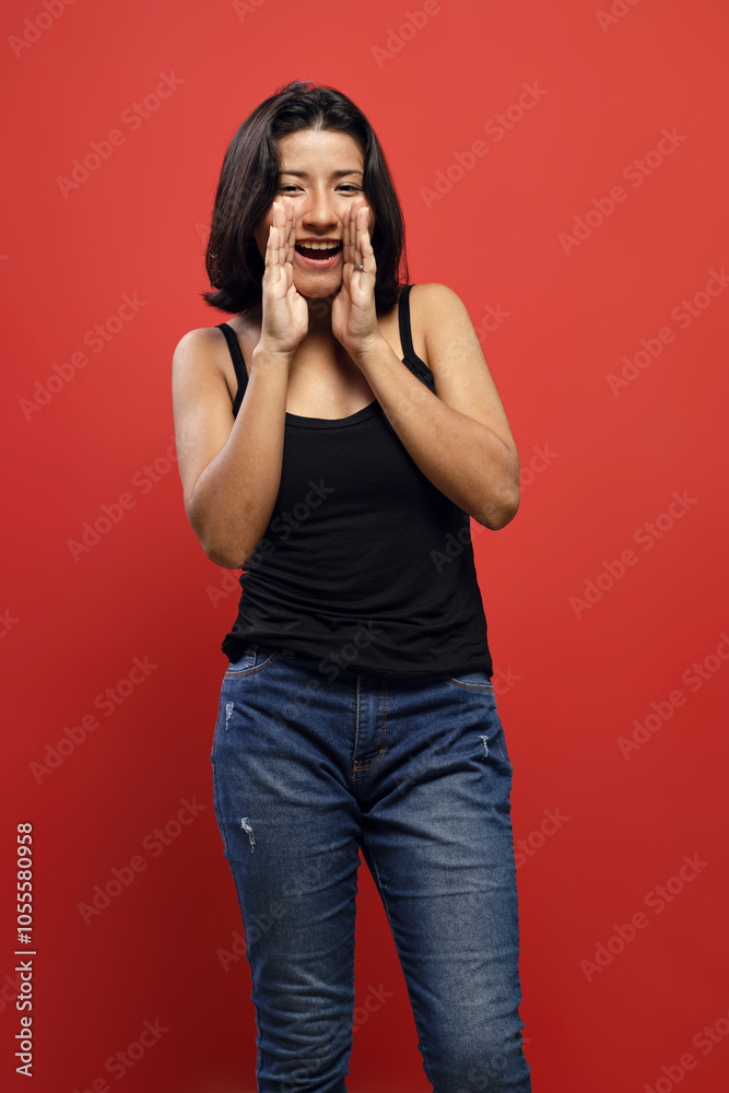 Brazilian woman wearing black shirt Brazilian woman wearing black shirt