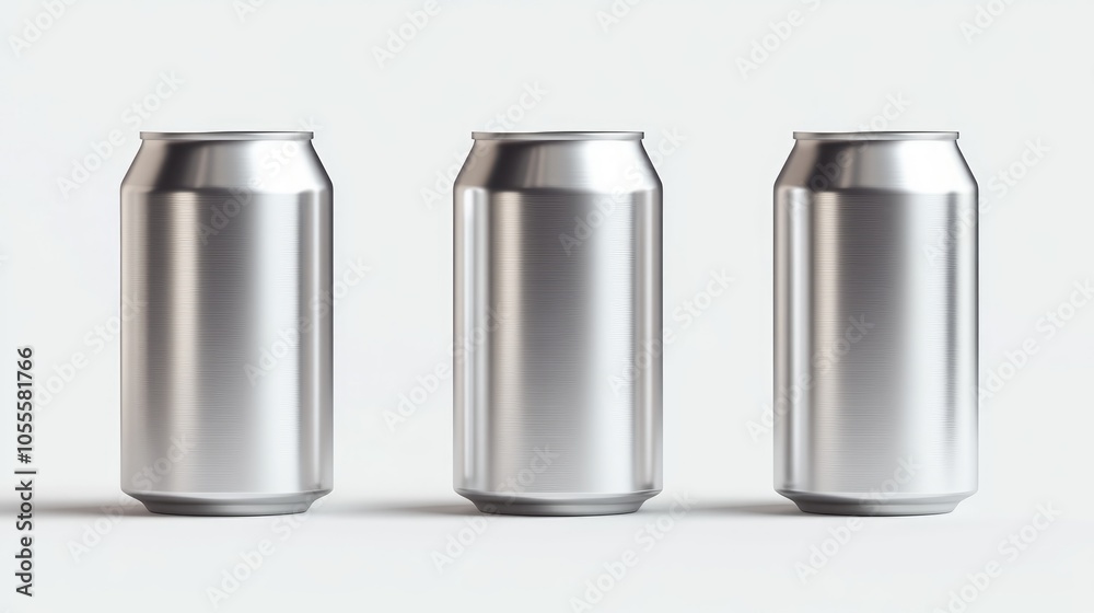 Set of 330 ml aluminum cans isolated against a clean white background