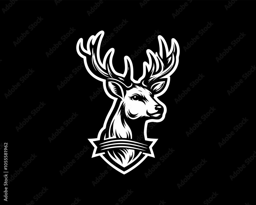Deer Head Logo Vector Illustration for T-shirts Deer Head Logo Vector Illustration for T-shirts