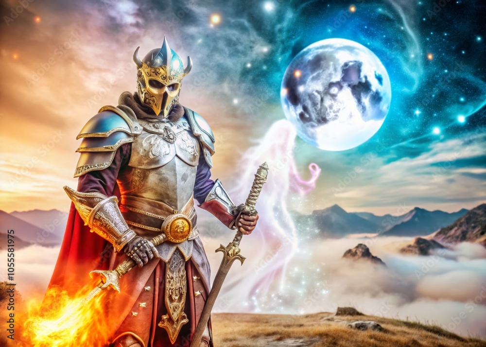 Warrior of Eternal Night: A Panoramic View of a Dark Realm with Mystical Warriors and Ethereal Landscapes Warrior of Eternal Night: A Panoramic View of a Dark Realm with Mystical Warriors and Ethereal Landscapes