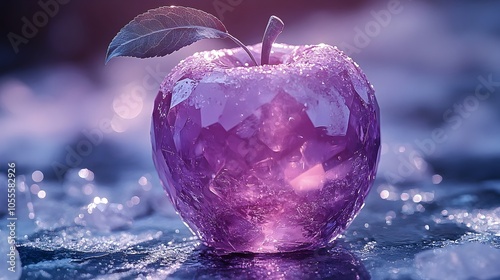 Enchanting Crystalline Apple - Surreal Anime-Inspired Digital