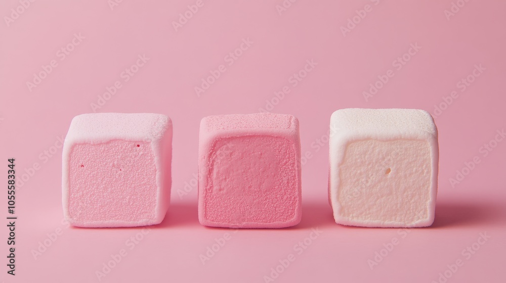 Three scrumptious marshmallows in a cut out style