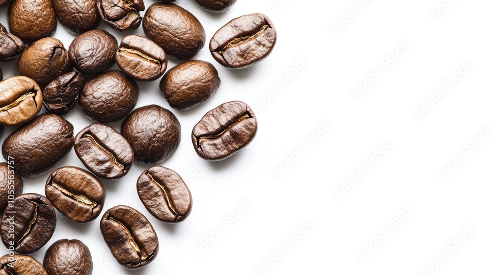 Coffee Beans Isolated On White Background Area For Copy Space And Selective Focus Coffee Beans Isolated On White Background Area For Copy Space And Selective Focus