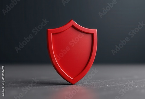 red shield on black background