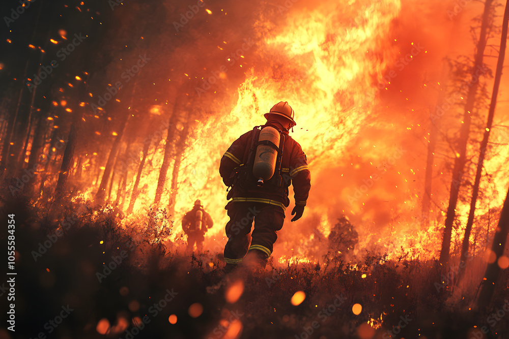 Firefighters, the best team, are controlling a very difficult fire. The scene is full of fire and toxic smoke. Firefighters, the best team, are controlling a very difficult fire. The scene is full of fire and toxic smoke.