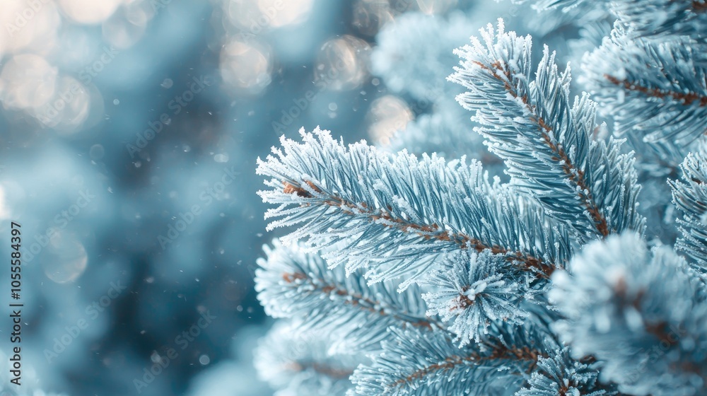 Light Blue Spruce Branches With Frost And Snow On A Winter Day Close Up Natural Photo With Selective Soft Focus Light Blue Spruce Branches With Frost And Snow On A Winter Day Close Up Natural Photo With Selective Soft Focus