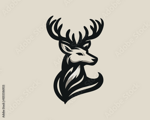 Deer logo vector template. Deer head logo icon vector illustration. Deer logo design for t-shirts