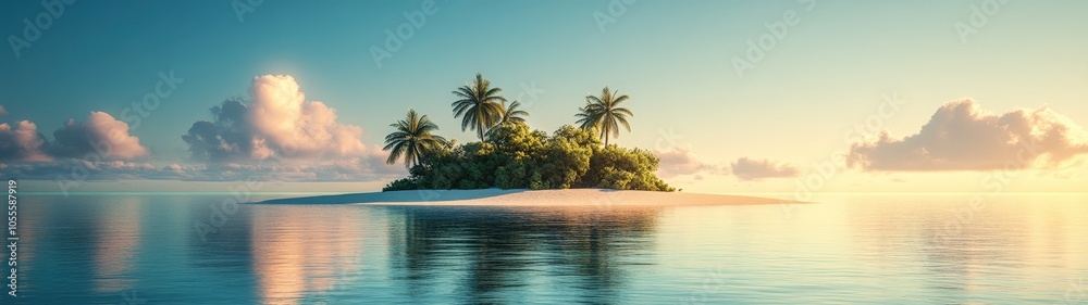A serene tropical island with palm trees, tranquil waters, and a vibrant sky, perfect for relaxation and escape. A serene tropical island with palm trees, tranquil waters, and a vibrant sky, perfect for relaxation and escape.