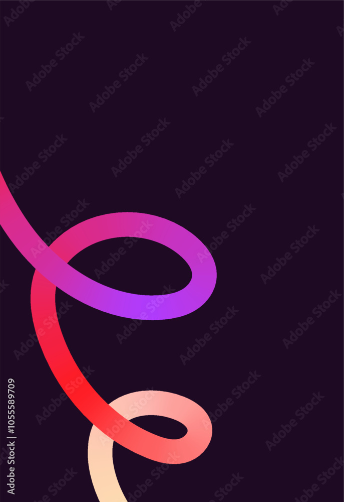 Neon Color Gradient squiggle lines. Scribble stripe with wavy elements. Abstract organic dynamic colorful Shapes on dark background. Neon Color Gradient squiggle lines. Scribble stripe with wavy elements. Abstract organic dynamic colorful Shapes on dark background.
