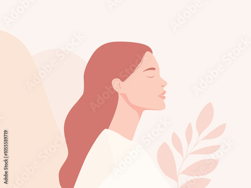 illustration of a woman healthy mentality selfcare confident relax love herself acceptance concept vector contemporary art