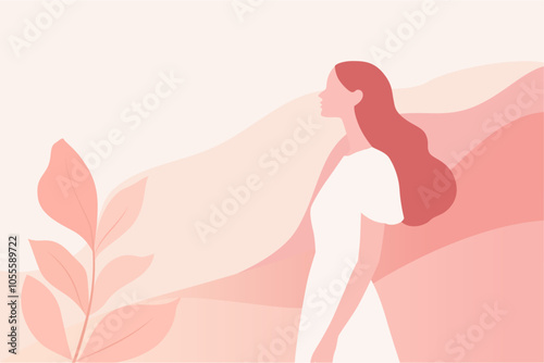 illustration of a woman healthy mentality selfcare confident relax love herself acceptance concept vector contemporary art