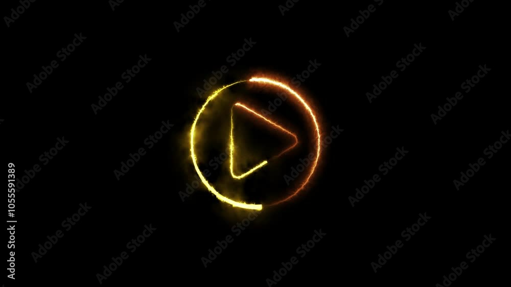 Simple neon play button animation.