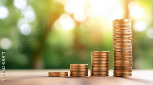 Stacks of coins representing financial growth and investment. Business and Investment.