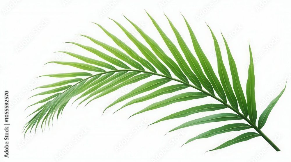 Exotic Green Tropical Summer Plant Palm Leaves Branch Isolated On White Background Exotic Green Tropical Summer Plant Palm Leaves Branch Isolated On White Background