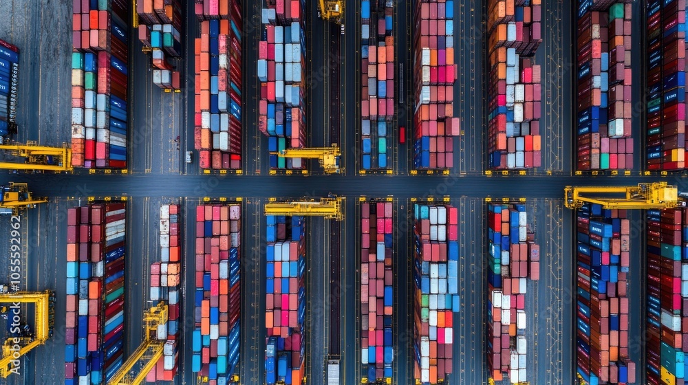 Fototapeta premium Engineers are overseeing the transportation of cargo with containers, Container in export and import business and logistics 
